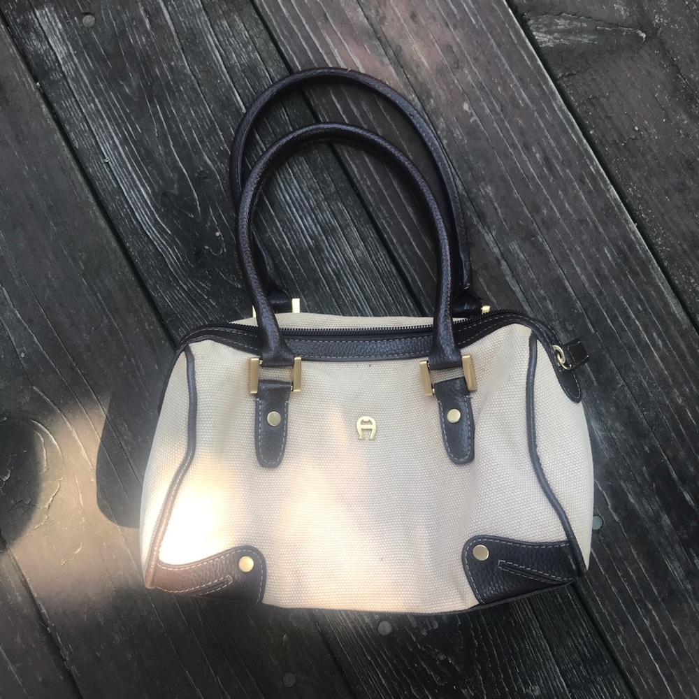 Etienne Aigner mini canvas barrel bag